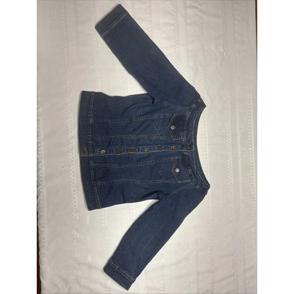 Soft Surroundings - Denim Stylish Jacket - Size M- Dark Wash-Scoop Neck - Picture 3 of 9